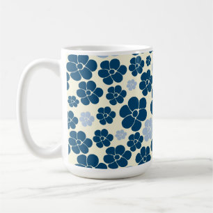 Blokkerpatroon - Donkerblauw, lichtblauw en crème Koffiemok