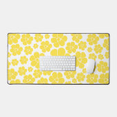 Blokkerpatroon - Lemongeel en wit Bureaumat (Keyboard & Muis)