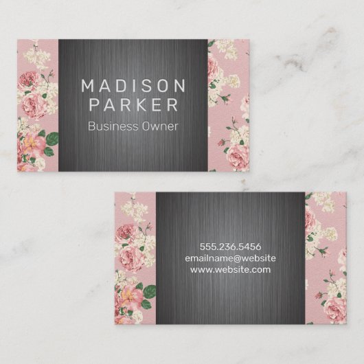 Blokkerpatroon | Metaal geborsteld Visitekaartje (Voorkant / Achterkant)