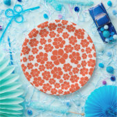 Blokkerpatroon - Oranje en wit Papieren Bordje (Feest)