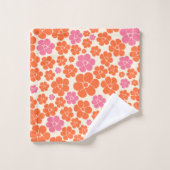 Blokkerpatroon - Roze, Oranje en crème Bad Handdoek (Wasdoekje)