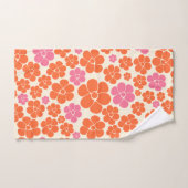 Blokkerpatroon - Roze, Oranje en crème Bad Handdoek (Handdoek)