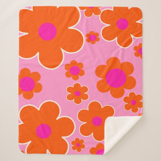 Blokkers roze Sinaasappel Sherpa Deken (Voorkant)