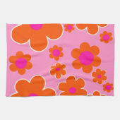 Blokkers roze Sinaasappel Theedoek (Horizontaal)