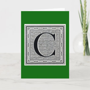Blokletter "C" Woodcut Woodblock Inital Notitiekaartje