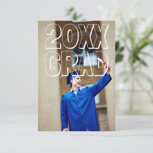 Blokletters wit - 3x5 Afstuderen aankondiging (Staand voorkant)