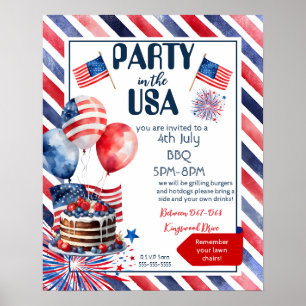 blokpartij 4th Juli BBQ straat partij buurman Poster