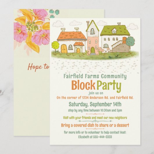 Blokpartijuitnodiging Kaart (Voorkant / Achterkant)