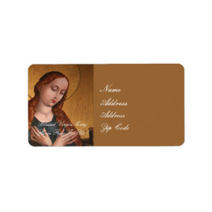 BLOKTE VIRGIN MARY PRAY VOOR ONS ETIKET