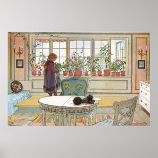 Blomsterfse ö nstret door Carl Larsson Poster