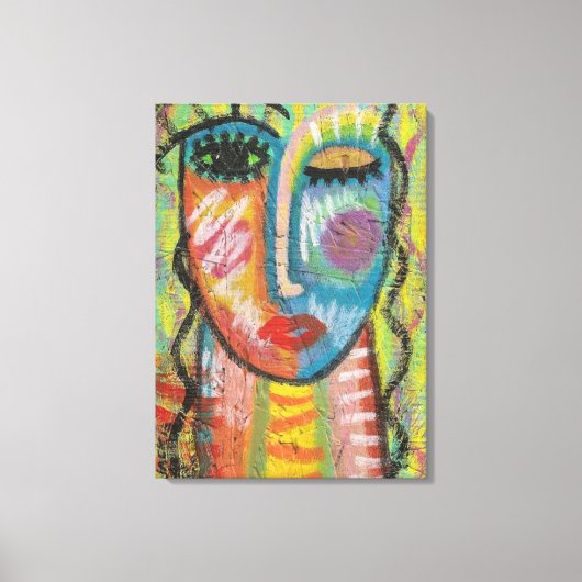 Blond Abstract Acrylportret op OSB Canvas Afdruk (Voorkant)