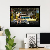 blond, arme, affiche de cadillac (Bureau à domicile)