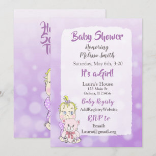 Blond Babymeisje met Teddbeer Baby showier Kaart