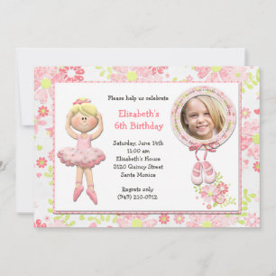 Blond Ballerina Birthday Party Invitation Kaart