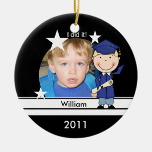 Blond Boy Afstuderen Gepersonaliseerd Photo Keepom Keramisch Ornament