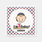 Blond Boy Baseball 3rd Birthday Paper Napkins Servetten (Voorkant)