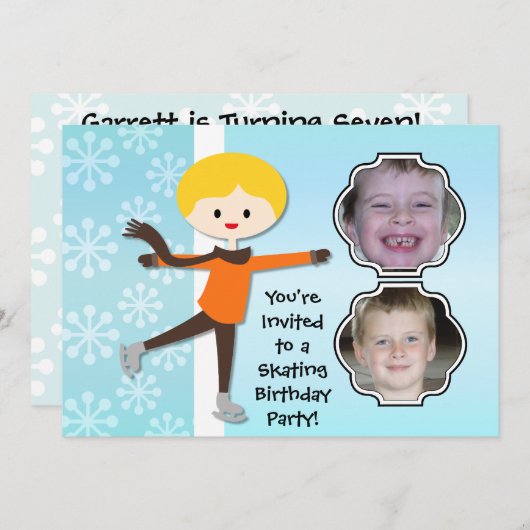 Blond Boy Birthday Skating Party Invitation (Devant / Derrière)