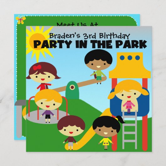 Blond Boy Party dans le Invitation du parc (Devant / Derrière)