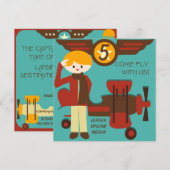 Blond Boy Pilot Birthday-uitnodigingen Kaart (Voorkant / Achterkant)