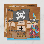 Blond Boy Pirate Ship Custom Birthday Invitation (Devant / Derrière)