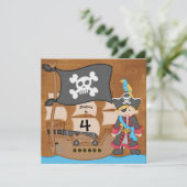 Blond Boy Pirate Ship Custom Birthday Invitation (Debout devant)