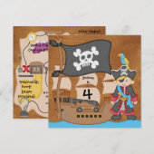 Blond Boy Pirate Ship Custom Birthday Invitation Kaart (Voorkant / Achterkant)