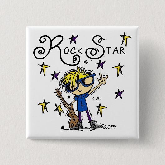 Blond Boy Rock Star Vierkante Button 5,1 Cm (Voorkant)