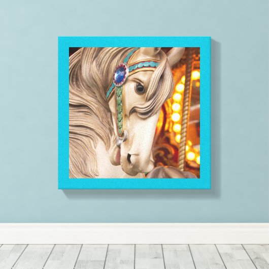 blond carrousel paard een mooi gezicht canvas afdruk (Insitu (Houten vloer))
