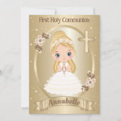 Blond Cute Girl First Holy Communion Invitation (Devant)