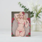 Blond dans une carte postale Bikini rouge (Debout devant)