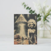 Blond en de UFO Desert Scifi Fantasy Briefkaart (Staand voorkant)