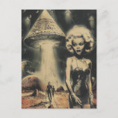 Blond en de UFO Desert Scifi Fantasy Briefkaart (Voorkant)