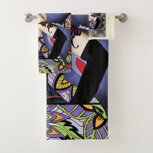 Blond Fairy Bloemen Paarse Bad Handdoek (Insitu)