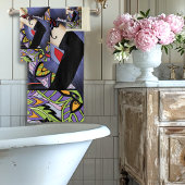 Blond Fairy Bloemen Paarse Bad Handdoek