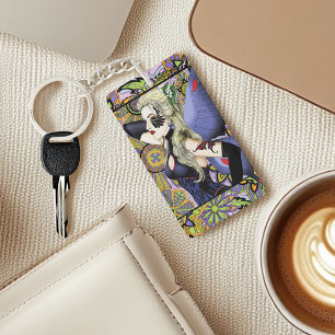 Blond Fairy Bloemen Paarse Sleutelhanger