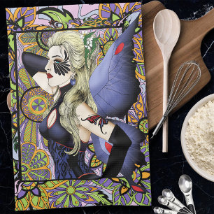 Blond Fairy Bloemen Paarse Theedoek