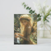 Blond Fairy spelen piano Briefkaart (Staand voorkant)