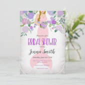 Blond Floral Mermaid Bridal doudaal uitnodiging (Staand voorkant)