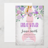 Blond Floral Mermaid Bridal doudaal uitnodiging (Voorkant / Achterkant)