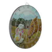 Blond geel paard en paashaas dartbord (Voorkant Links)