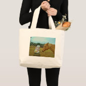 Blond geel paard en paashaas grote tote bag (Voorkant (product))
