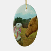 Blond geel paard en paashaas keramisch ornament (Rechts)