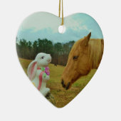 Blond geel paard en paashaas keramisch ornament (Rechts)