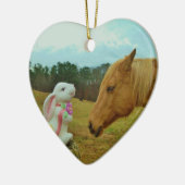 Blond geel paard en paashaas keramisch ornament (Links)