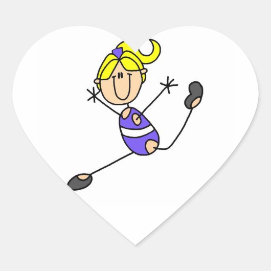 Blond Girl Gymnast Hart Sticker (Voorkant)