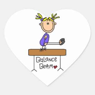 Blond Girl Gymnast over Baldaam Hart Sticker