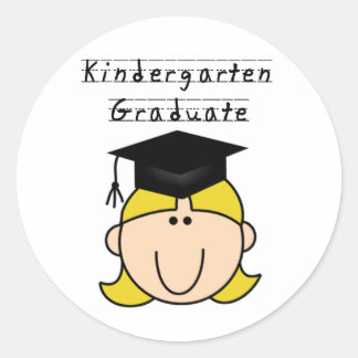 Blond Girl Kindergarten Afstuderen Ronde Sticker