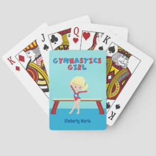 blond gymnastiek meisje schattig aangepaste gymnas pokerkaarten