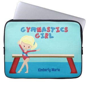 Blond Gymnastiek Meisje Schattig Gepersonaliseerd Laptop Sleeve