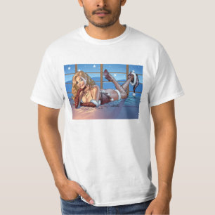 Blond haar, Blue Eyed Beauty Illustratie - Al Rio T-shirt